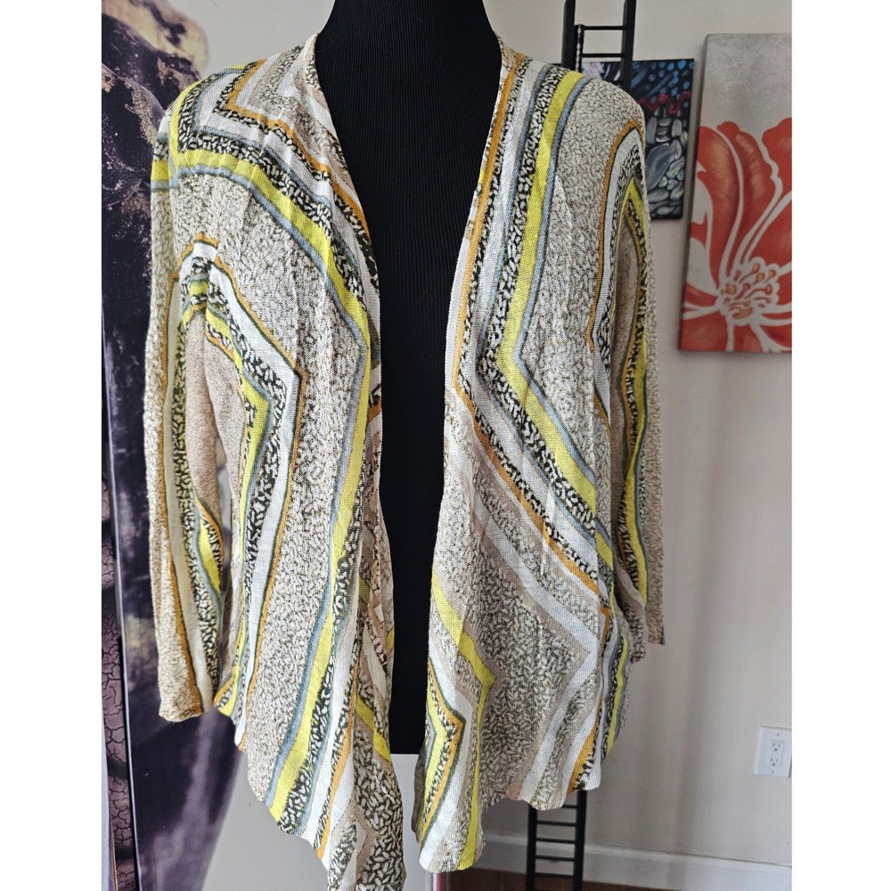 NIC+ZOE Women's Cardigan Duster Open Front Geometric Pattern Size L